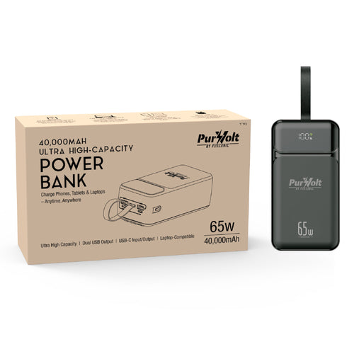 PurVolt 40,000mAh Ultra High-Capacity Power Bank – Powering Laptops, Phones & Beyond