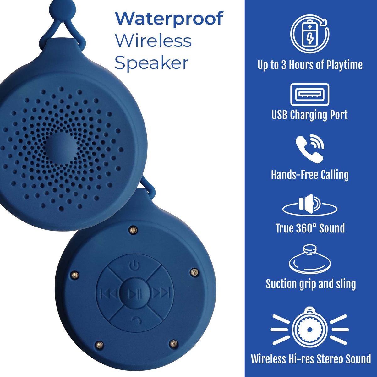 Waterproof Wireless Speaker – Portable Bluetooth Shower Speaker